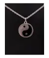 Antik Gümüş Kaplama Sembol Ying-Yang Zincirli Unisex Kolye