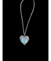 Gümüş Renk Mavi Aytaşı Görünümlü Kalp Kolye Estetik Kadın Takı