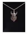 Antik Gümüş Kaplama Wikings Kafa War Heart Unisex Kolye