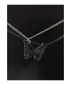 Antik Paslanmaz Çelik 2li Kelebek Butterfly Mıknatıslı Kolye Seti