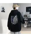 Attack On Titan New Logo Sırt Baskılı Siyah Unisex Oversize Kapüşonlu Sweatshirt