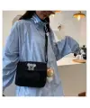 Baby Koala Baskılı Cep Detaylı Unisex Kanvas Siyah Omuz Çantası