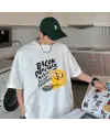 Bacon Pancakes Baskılı Beyaz Unisex Oversize T-Shirt