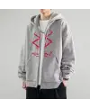 Berserk Logo Baskılı Oversize Fermuarlı Siyah Unisex Kapüşonlu Hırka