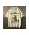 Beyaz Saturduer Baskılı Oversize T-Shirt