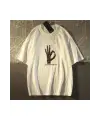 Beyaz Skeleton Hand Baskılı Oversize T-Shirt