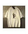 Beyaz Skeleton Hand Baskılı Oversize T-Shirt