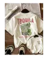 Beyaz Tequila Baskılı Oversize T-Shirt
