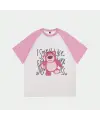Beyaz Unisex Pembe Reglan Cute Bear T-Shirt