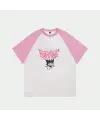 Beyaz Unisex Pembe Reglan Kuromi T-Shirt