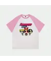 Beyaz Unisex Pembe Reglan Powerpuff Girl T-Shirt
