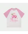 Beyaz Unisex Pembe Reglan Sweet Cherries T-Shirt