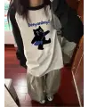 Black Cat Reglan Uzun Kollu Baskılı Beyaz T-Shirt