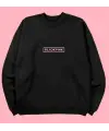 Black Pink Oversize Unisex Siyah Bisiklet Yaka Sweatshirt