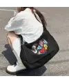 BT21 Heart Baskılı Unisex Siyah Postacı Çantası