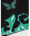 Butterfly Baskılı Siyah Crop