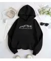 Car Detail Taş İşleme Detail Baskılı Kapşonlu Sweatshirt