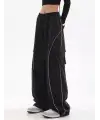 Cargo Pocket Lines Detail Wide Leg Tracksuit