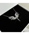 Çelik Zirkon Taşlı Angel Gümüş Renk Zincir Kolye