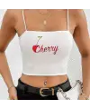 Cherry Beyaz Ip Askılı Büstiyer Crop