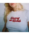 Cherry Bomb Baskılı Beyaz Crop