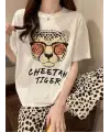 Çita Tiger Desenli Oversize Unisex T-Shirt