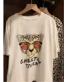 Çita Tiger Desenli Oversize Unisex T-Shirt