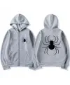 Dangerous Spider Ön-Arka Baskılı Oversize Fermuarlı Siyah Unisex Kapüşonlu Hırka