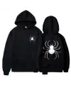 Dangerous Spider Ön-Arka Baskılı Siyah Unisex Oversize Kapüşonlu Sweatshirt