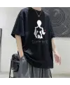 Death Note L Apple Baskılı Siyah Unisex Oversize T-Shirt