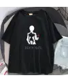 Death Note L Apple Baskılı Siyah Unisex Oversize T-Shirt