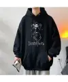 Death Note Ryuk Baskılı Siyah Unisex Oversize Kapüşonlu Sweatshirt