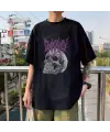 Deathless Skull Baskılı Siyah Unisex Oversize T-Shirt