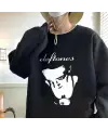 Deftones Baskılı Siyah Unisex Oversize Bisiklet Yaka Sweatshirt