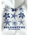 Delightful Baskılı Beyaz Kapşonlu Sweatshirt  Hoodie