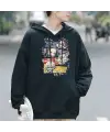 Demon Slayer Squad Baskılı Siyah Unisex Oversize Kapüşonlu Sweatshirt