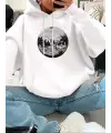 Disco Ball Beyaz Sweatshirt Kapşonlu