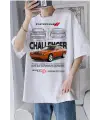 Dodge Challenger Baskılı Beyaz T-Shirt