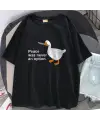 Duck Peace Was Never An Option Baskılı Siyah Unisex Oversize T-Shirt