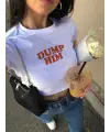 Dump Him Baskılı Beyaz Crop