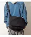 Düz Siyah Unisex Postacı Ve Laptop Çantası