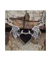 El Yapımı Antik Gotik Gümüş Kaplama Unisex Kalp Heart Decor Çift Kanat Unisex Zincirli Kolye