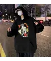 Eminem Ready For Action Baskılı Siyah Unisex Oversize Kapüşonlu Sweatshirt