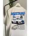 Ferrari & Mustang Retro Baskılı T-Shirt