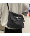 Friends Baskılı Vintage Unisex Gri Kot Postacı Çantası