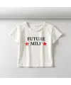 Future Milf Baskılı Beyaz Crop