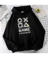Game Changer Baskılı Siyah Unisex Oversize Kapüşonlu Sweatshirt