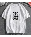 Game Over Beyaz Unisex Oversize T-Shirt