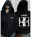 Gorillaz Baskılı 3 İplik ( Kalın )  Şardonlu ( İçi Pamuklu )  Unisex Kar Maskeli Kapüşonlu Oversize Ninja Hırka