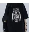 Gothic Devil Baskılı Siyah Unisex Oversize T-Shirt
